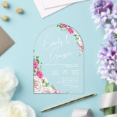 Elegante Victoriaans Roos Bloemen bruiloft Acryl Uitnodigingen (Insitu (Huwelijk))