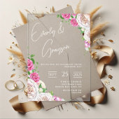 Elegante Victoriaans Roos Bloemen bruiloft Acryl Uitnodigingen