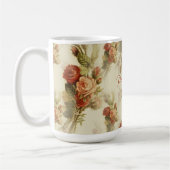 Elegante Victoriaans Roos Bloemen gepersonaliseer Koffiemok (Links)