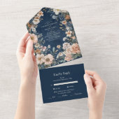 Elegante Victoriaans Royal Elegance bruiloft All In One Uitnodiging (Afscheurbaar)