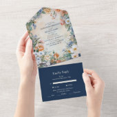 Elegante Victoriaans Royal Elegance bruiloft All In One Uitnodiging (Afscheurbaar)