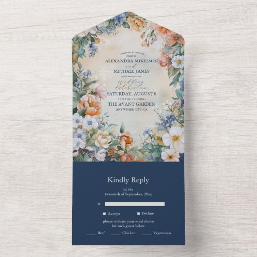 Elegante Victoriaans Royal Elegance bruiloft All In One Uitnodiging (Binnen)