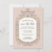 Elegante  Victoriaans Roze en Gouden Foto Kaart (Voorkant)