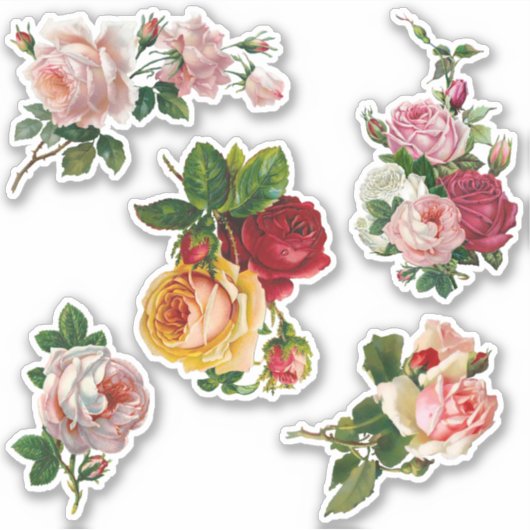 Elegante Victoriaans Rozen Sticker (Voorkant)