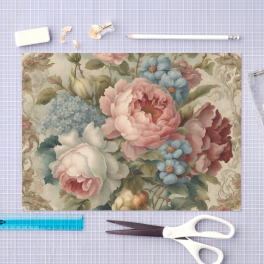 Elegante Victoriaans Rozen, Tuinbloemen Tissuepapier (Craft)
