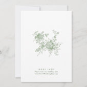 Elegante Victoriaans Sage Green Franse Floral Wedd Kaart (Achterkant)