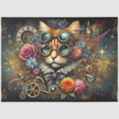 Elegante Victoriaans Steampunk Tabby Cat Decoupage Tissuepapier (Voorkant)