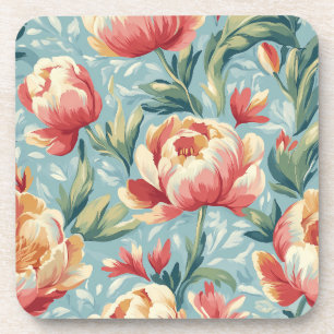 Elegante Victoriaans stijl Bloemenpioenen Tulpen Bier Onderzetter