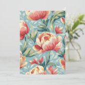 Elegante Victoriaans stijl Bloemenpioenen Tulpen Kaart (Staand voorkant)