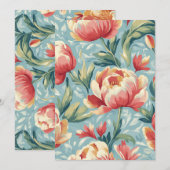 Elegante Victoriaans stijl Bloemenpioenen Tulpen Kaart (Voorkant / Achterkant)