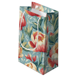 Elegante Victoriaans stijl Bloemenpioenen Tulpen Klein Cadeauzakje