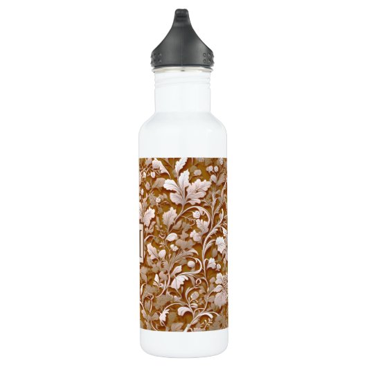 Elegante Victoriaans terracotta boho witte bloem Waterfles (Rechts)