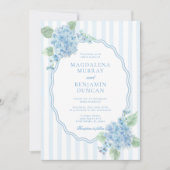 Elegante Victoriaans Tuin Blauwe Hydrangea bruilof Kaart (Voorkant)