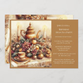 Elegante Victoriaans verjaardagsthee feestuitnodig Kaart (Voorkant / Achterkant)