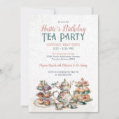 Elegante Victoriaans verjaardagsthee feestuitnodig Kaart (Voorkant)