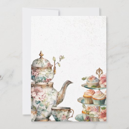 Elegante Victoriaans verjaardagsthee feestuitnodig Kaart (Achterkant)