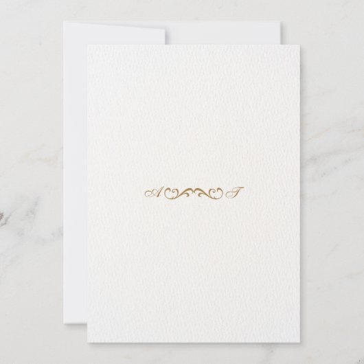 Elegante Victoriaans witte en gouden bruiloft Kaart (Achterkant)