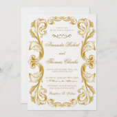 Elegante Victoriaans witte en gouden bruiloft Kaart (Voorkant / Achterkant)