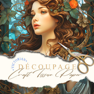 Elegante Victoriaans Zomergodin Art Nouveau Tissuepapier