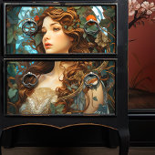 Elegante Victoriaans Zomergodin Art Nouveau Tissuepapier