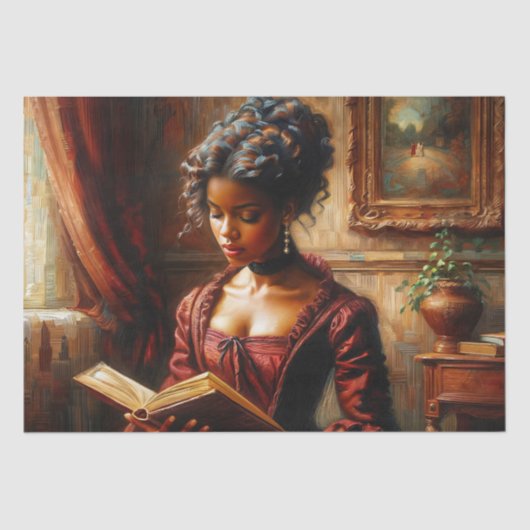 Elegante Victoriaans zwarte dame die weefselpapier Tissuepapier (Voorkant)