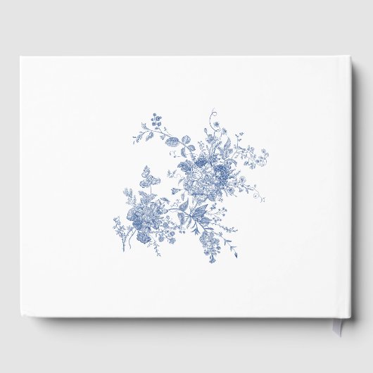 Elegante Victoriaanse blauwe bloemrijke bruidsdouc Gastenboek (Achterkant)