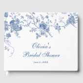 Elegante Victoriaanse blauwe bloemrijke bruidsdouc Gastenboek (Voorkant)