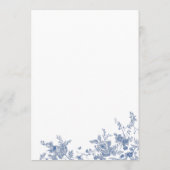 Elegante Victoriaanse Blauwe Franse Bloem Bruiloft Menu (Achterkant)