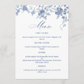 Elegante Victoriaanse Blauwe Franse Bloem Bruiloft Menu (Voorkant)