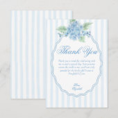 Elegante Victoriaanse blauwe hortensia-schulpframe Bedankkaart (Voorkant / Achterkant)