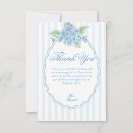 Elegante Victoriaanse Blauwe Hortensia Schulpframe Bedankkaart