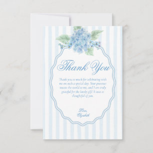 Elegante Victoriaanse Blauwe Hortensia Schulpframe Bedankkaart