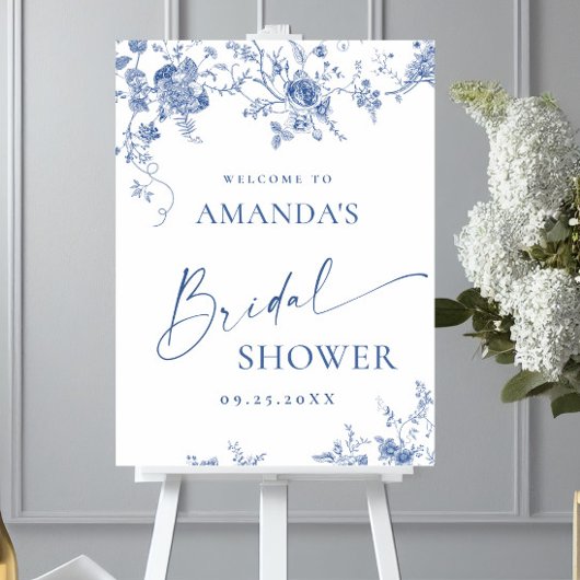 Elegante Victoriaanse Bloemige WELKOM Bruidsdouche Poster