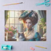 Elegante victoriaanse dame en kat   tissuepapier (Craft)