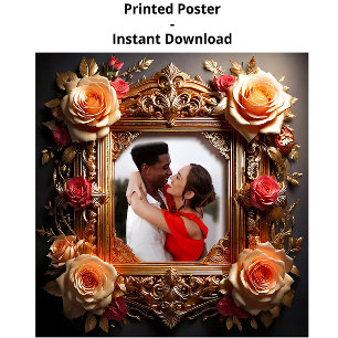 Elegante Victoriaanse fotolijst met 3D rozen Poster