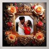 Elegante Victoriaanse fotolijst met 3D rozen Poster (Voorkant)