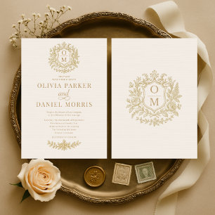 Elegante Victoriaanse Franse Gouden Bloemen Bruilo Kaart