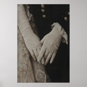 Elegante Victoriaanse Gehandschoende Handen, Vinta Poster