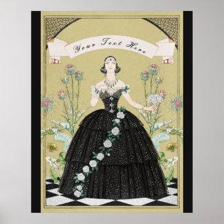 Elegante Victoriaanse Gotische Dame Witte Rozen Di Poster