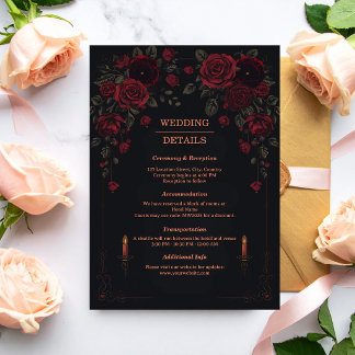 Elegante Victoriaanse Gotische Romantische Bruilof Informatiekaartje