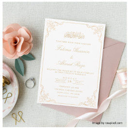Elegante Victoriaanse Gouden Kantlijst Moslim Brui Kaart