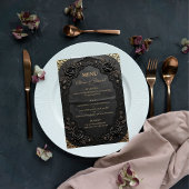 Elegante Victoriaanse Kant Zwart Luxe Trouw  Menu
