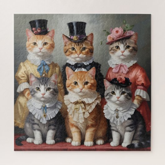 Elegante victoriaanse katten legpuzzel (Verticaal)