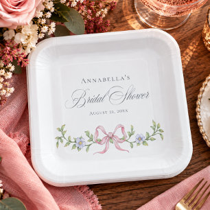 Elegante Victoriaanse Pastelkleurige Bloem Boog Br Papieren Bordje