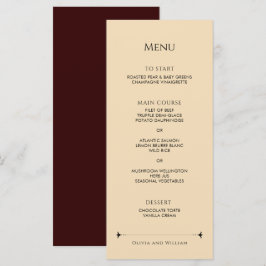 Elegante Victoriaanse Rode Goud Trouwmenu Menu
