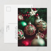 Elegante Victoriaanse Rode Groene Kerstballen Feestdagenkaart (Voorkant / Achterkant)