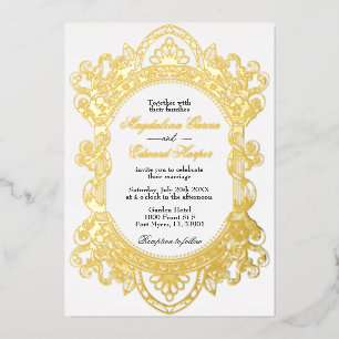 Elegante Victoriaanse Romantische Sierlijke Frame Folie Uitnodiging
