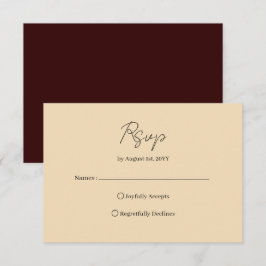 Elegante Victoriaanse Rood Gouden Trouw RSVP Kaart