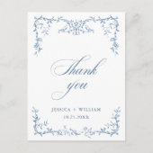 Elegante Victoriaanse sierlijke bloem blauwe bruil Briefkaart (Voorkant)