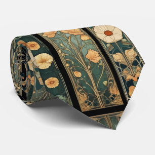 Elegante victoriaanse sombere art nouveau botanisc stropdas